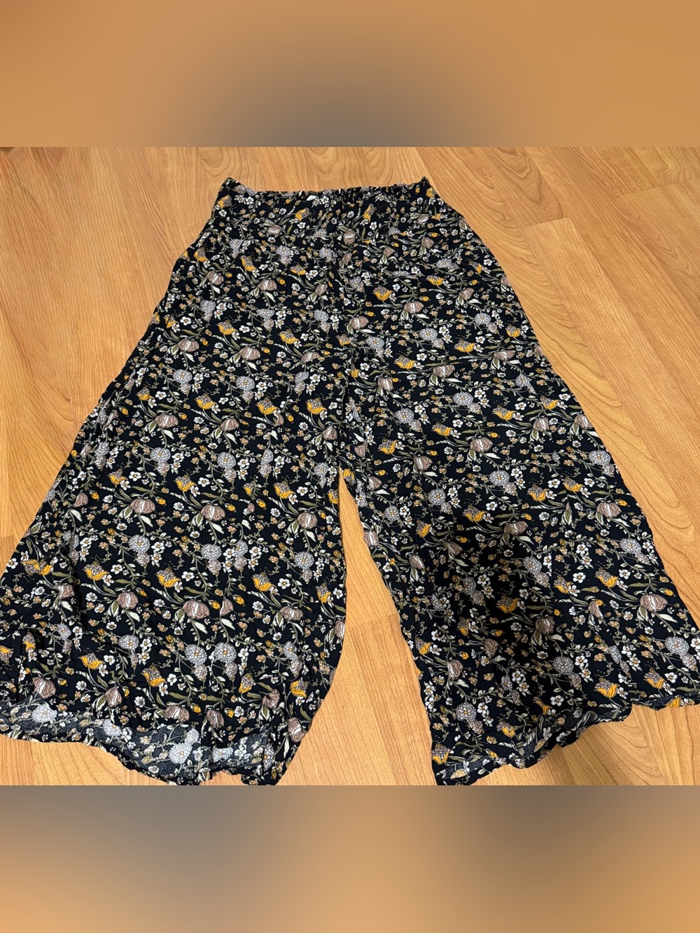 Natural Life Women's Black Floral Margot Palazzo Pants L/XL